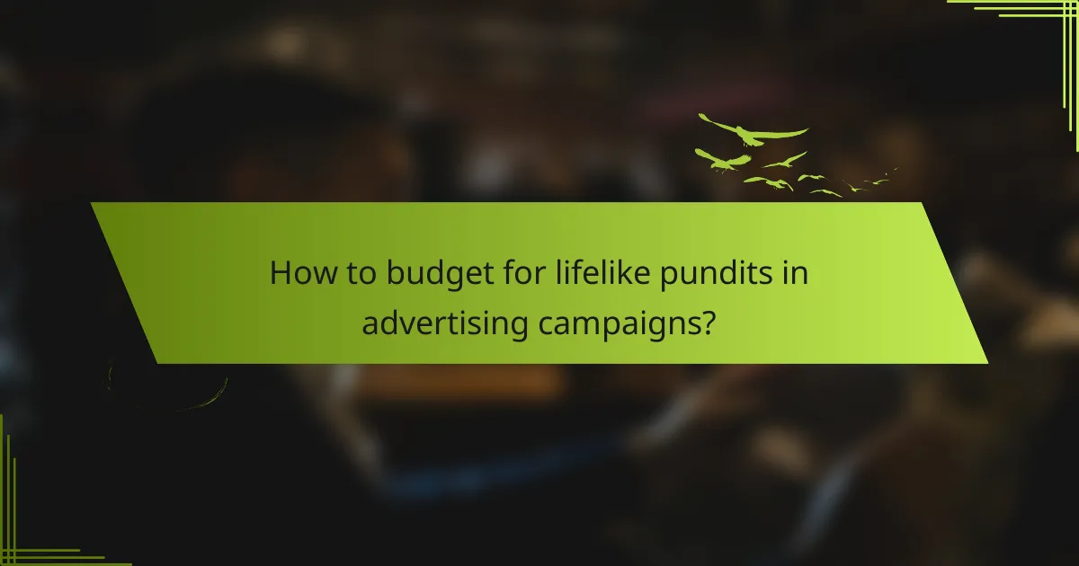 How to budget for lifelike pundits in advertising campaigns?